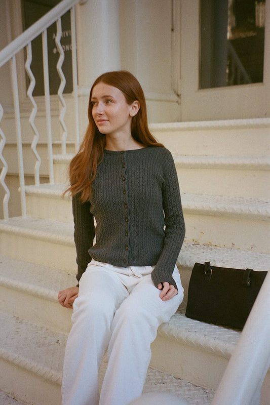 Zoe Cable Knit Cardigan - Brandy Melville Great Value