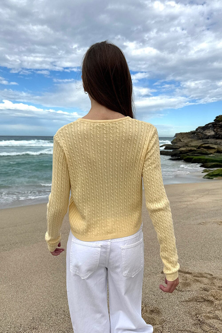 Zoe Cable Knit Cardigan - Brandy Melville Great Value