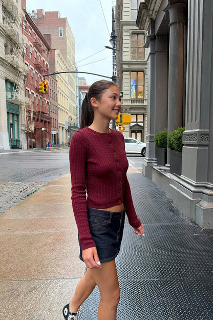 Zoe Cable Knit Cardigan - Brandy Melville Great Value