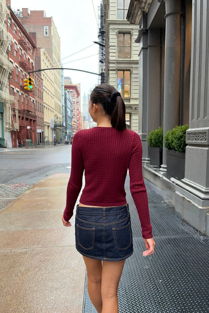 Zoe Cable Knit Cardigan - Brandy Melville Great Value