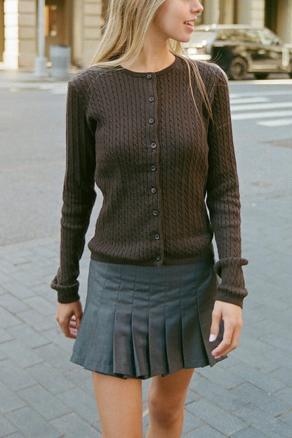 Zoe Cable Knit Cardigan - Brandy Melville Great Value