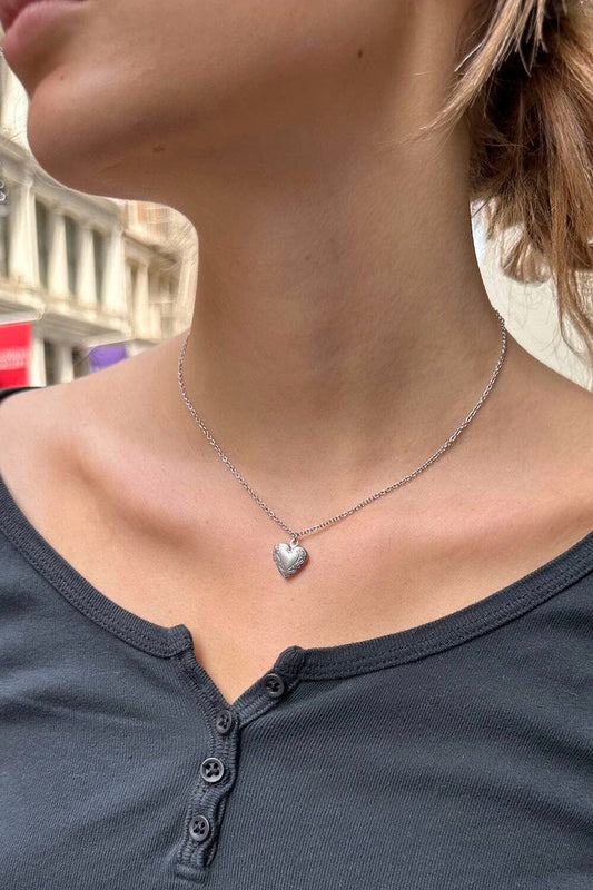 Stainless Steel Heart Locket Necklace - Brandy Melville Top Pick
