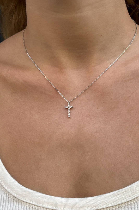 Rhinestone Cross Necklace - Brandy Melville Best Seller