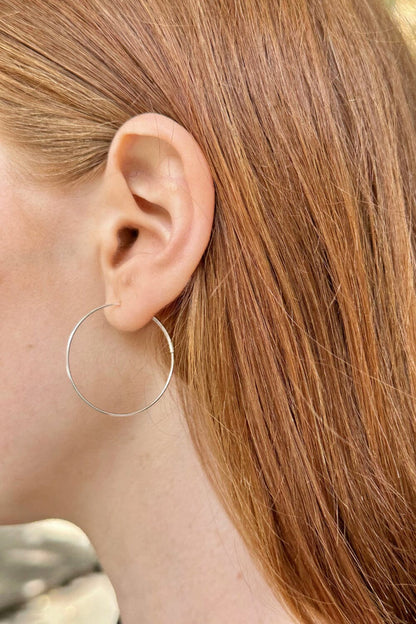 Sterling Silver Thin Hoop Earrings - Brandy Melville Quality