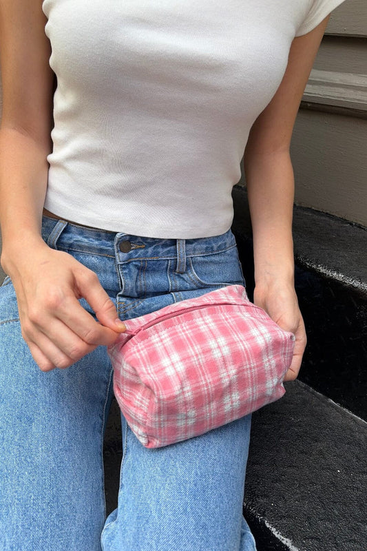 Plaid Makeup Bag - Brandy Melville Popular