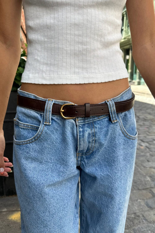 Faux Leather Buckle Belt - Brandy Melville Exclusive