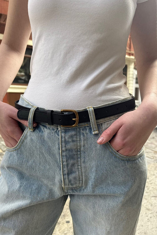 Faux Leather Buckle Belt - Brandy Melville Classic