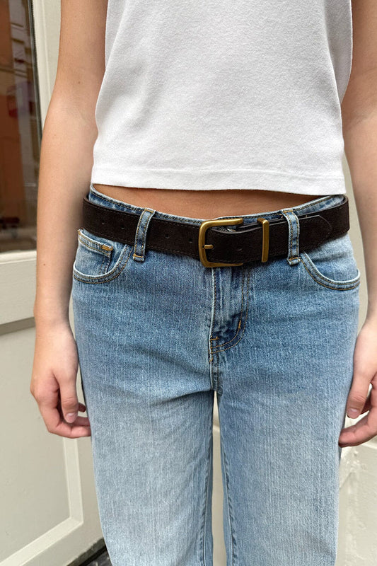 Faux Leather Buckle Belt - Brandy Melville Essential