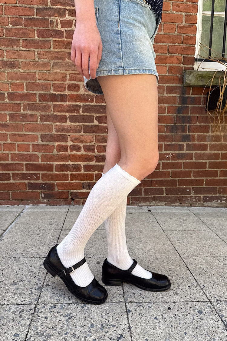 White Long Socks - Brandy Melville Top Pick