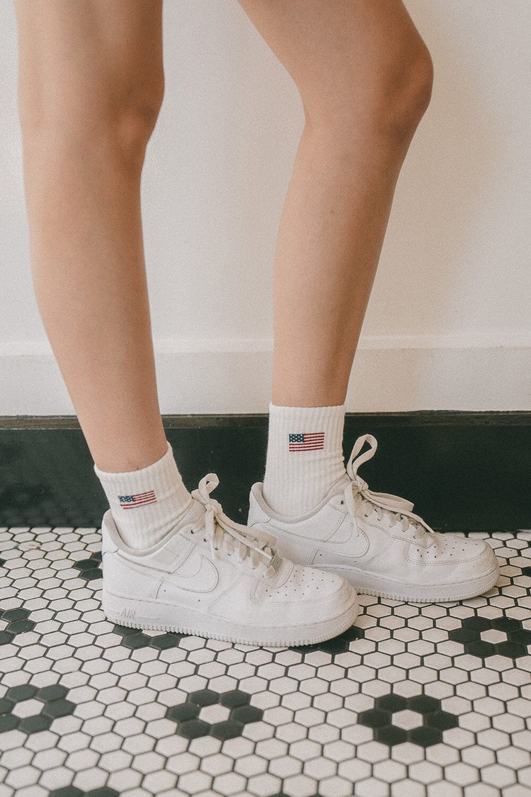 American Flag Crew Socks - Brandy Melville Trending